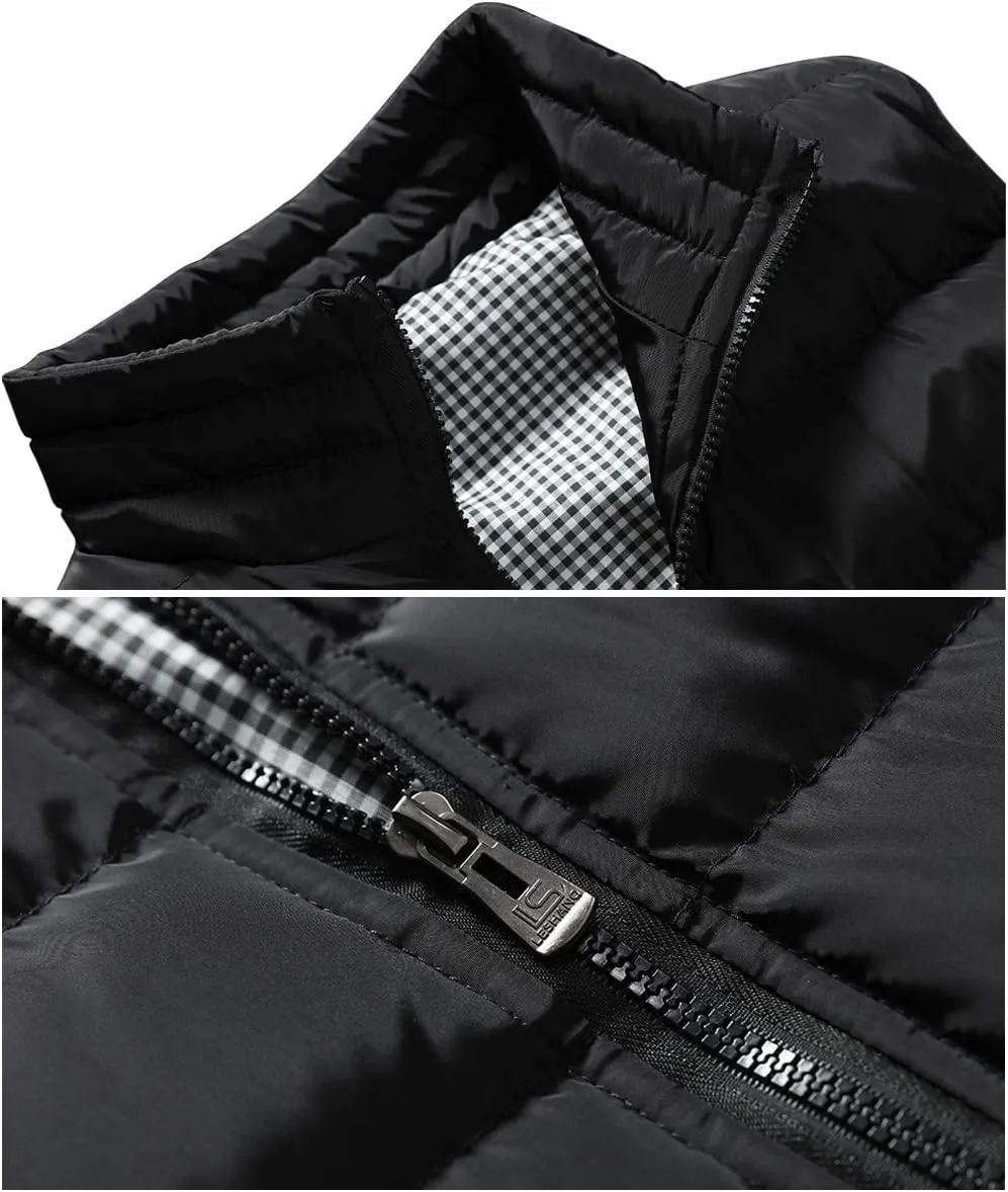 Men's Outdoor Casual Stand Collar Outwear Padded Vest Coats