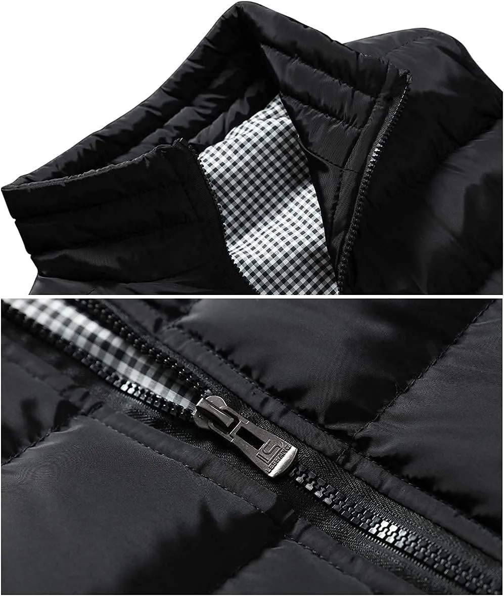 Men's Outdoor Casual Stand Collar Outwear Padded Vest Coats