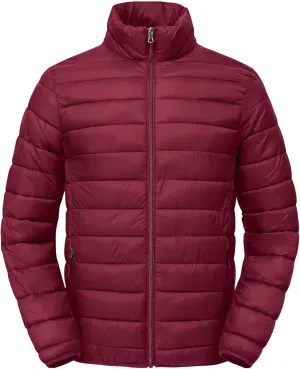 Men's Puffer Jacket Lightweight Warm Winter Coat with Zipper Pockets Insulated Ski Snow Down Jackets