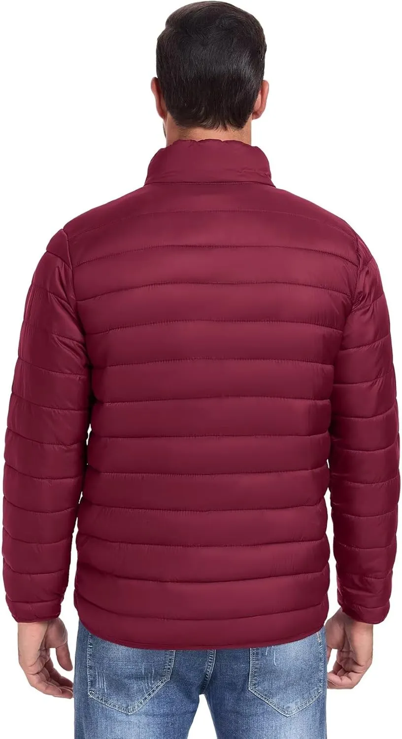 Men's Puffer Jacket Lightweight Warm Winter Coat with Zipper Pockets Insulated Ski Snow Down Jackets