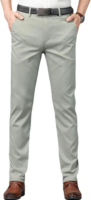 Men's Slim Fit Dress Pant Straight-Fit Casual Stretch Khaki Pant Wrinkle-Resistant Flat-Front Chino Pant (30,Light Green)