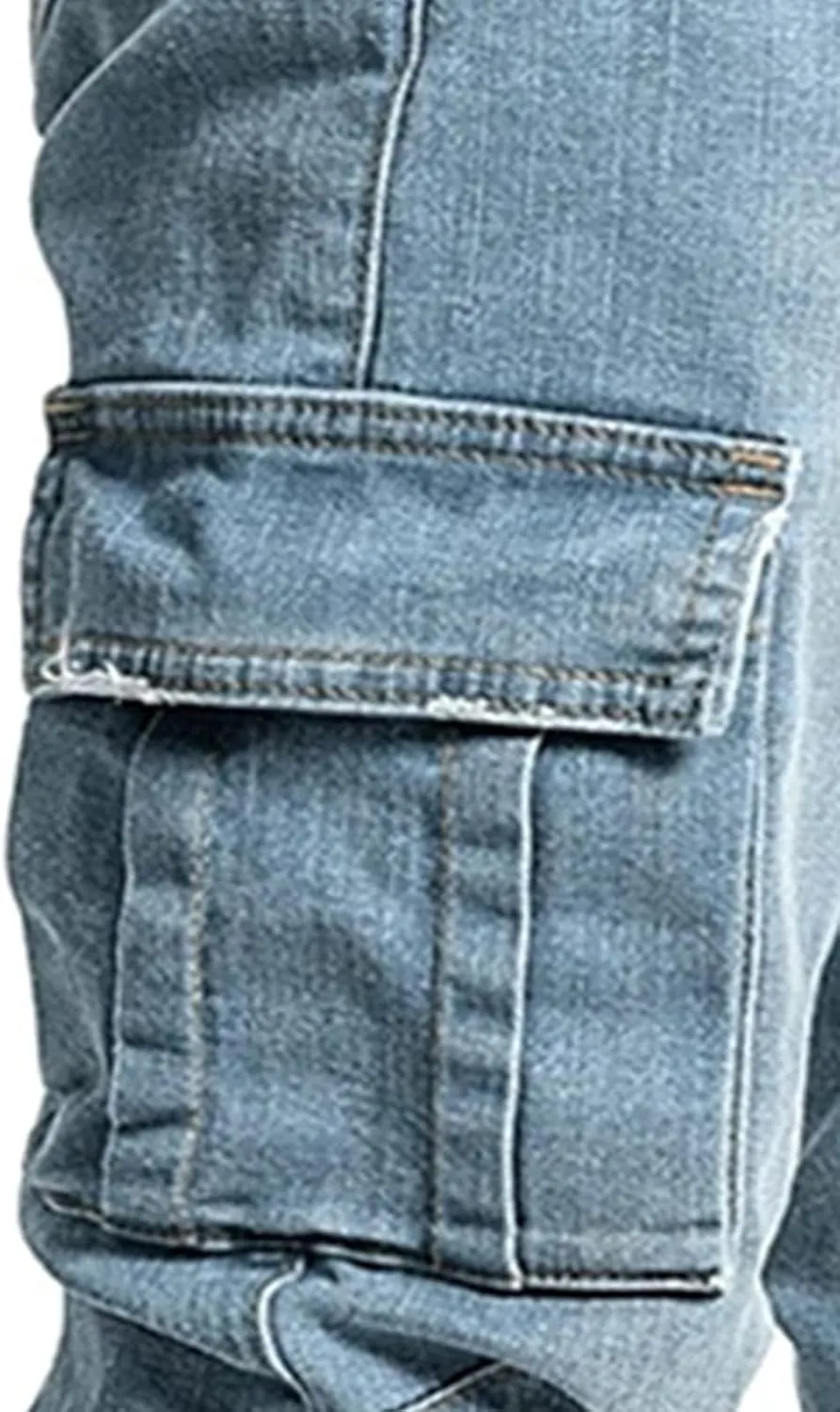Men's Slim Fit Stretch Cargo Jeans Moto Biker Skinny Ripped Denim Pencil Pants Fashion Pocketed Straight Casual Pants