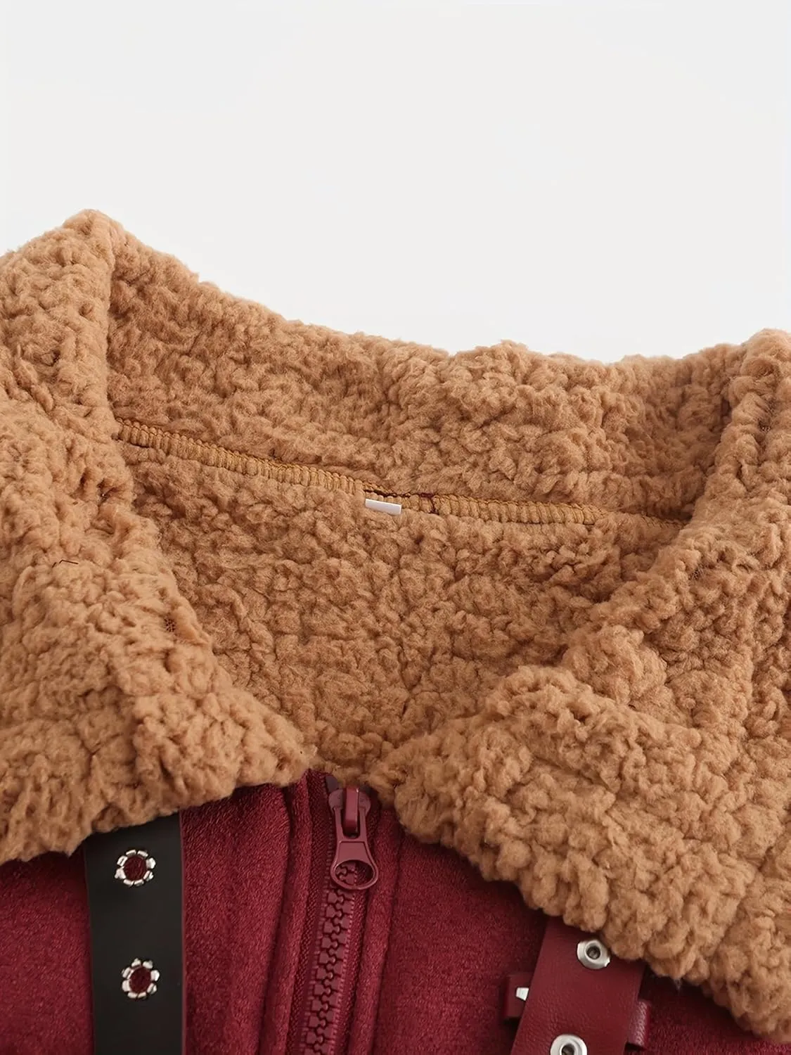 Men's suede Sherpa sheep shearing synthetic fur coat men's faux fur pilot jacket winter coat fur collar jacket