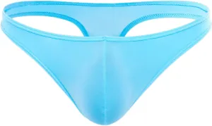 Men's Thong Underwear G-Strings Silk Bikini Underwear Pouch Athletic Panties Briefs Underwear Men's Lingerie Light Blue