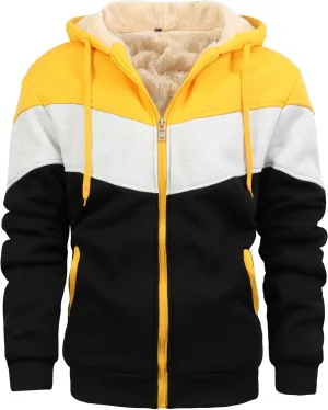 Men's Winter Fleece Thermal Jackets for Men Sherpa Lined Hoodies Warm Thick Jacket Outerwear