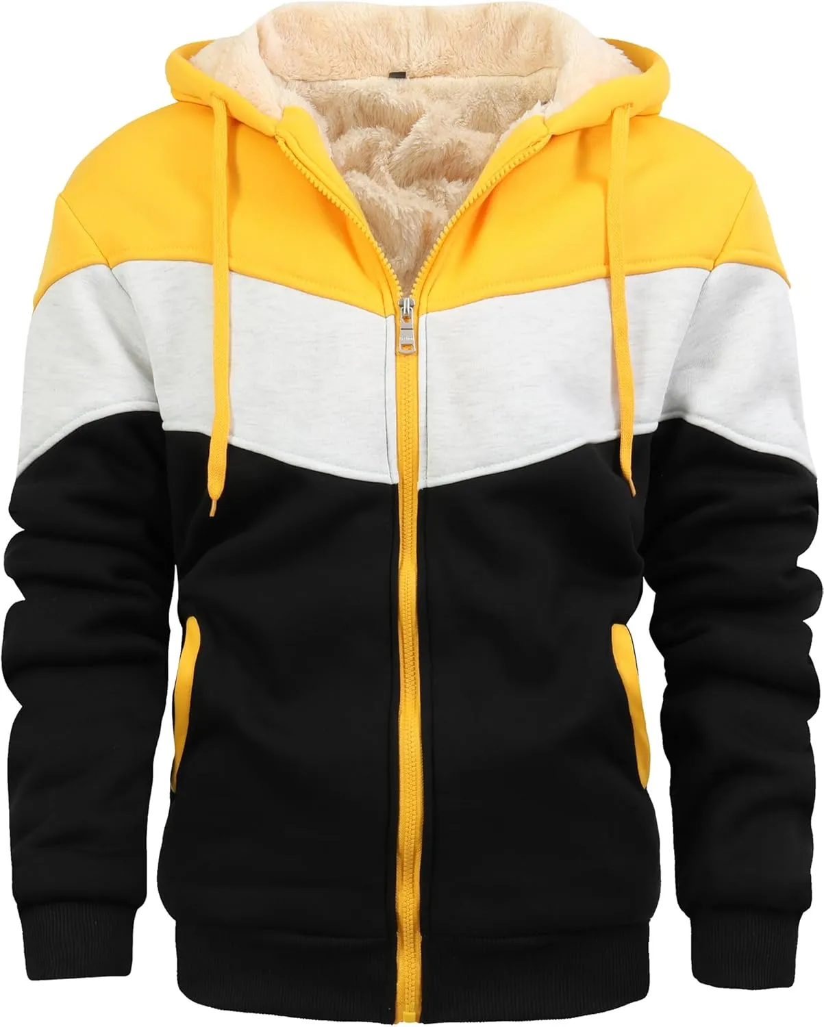 Men's Winter Fleece Thermal Jackets for Men Sherpa Lined Hoodies Warm Thick Jacket Outerwear