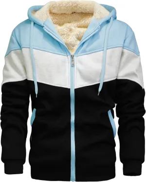 Men's Winter Fleece Thermal Jackets for Men Sherpa Lined Hoodies Warm Thick Jacket Outerwear
