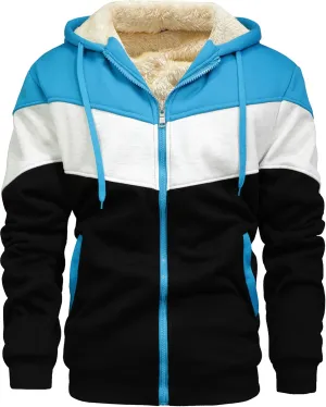 Men's Winter Fleece Thermal Jackets for Men Sherpa Lined Hoodies Warm Thick Jacket Outerwear