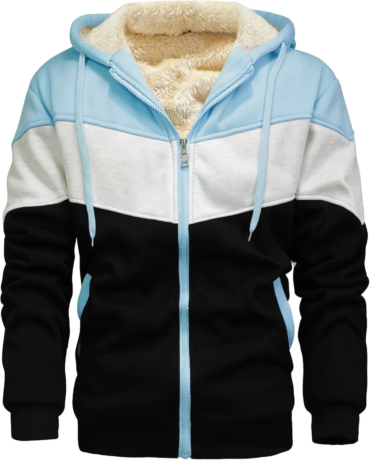 Men's Winter Fleece Thermal Jackets for Men Sherpa Lined Hoodies Warm Thick Jacket Outerwear