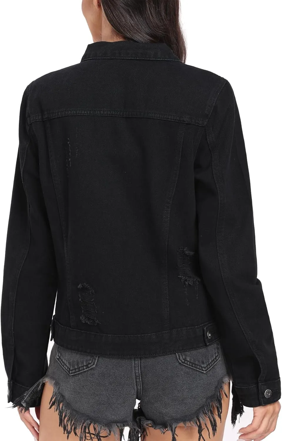 MISS MOLY 2024 Jean Jacket For Women Distressed Ripped Casual Long Sleeve Classic Denim Trucker Jacket Coats With Pockets