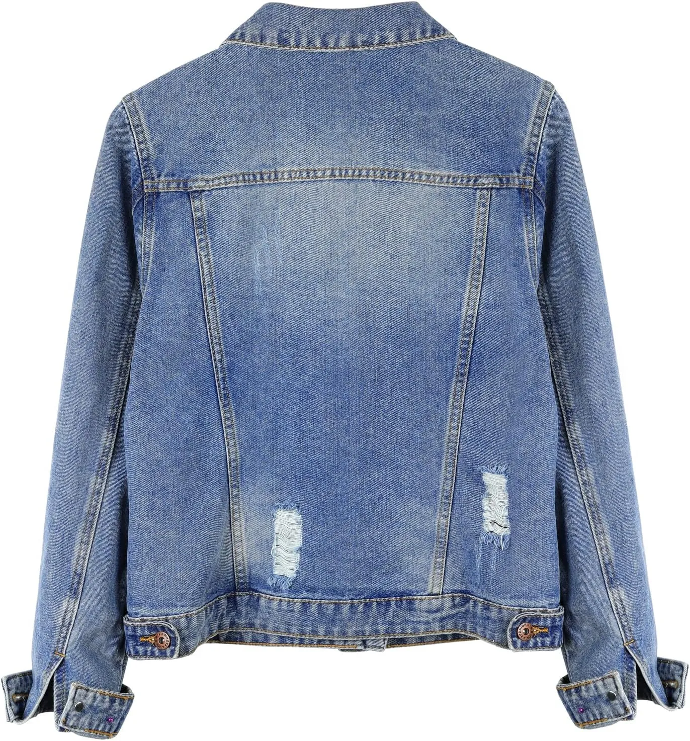 MISS MOLY 2024 Jean Jacket For Women Distressed Ripped Casual Long Sleeve Classic Denim Trucker Jacket Coats With Pockets