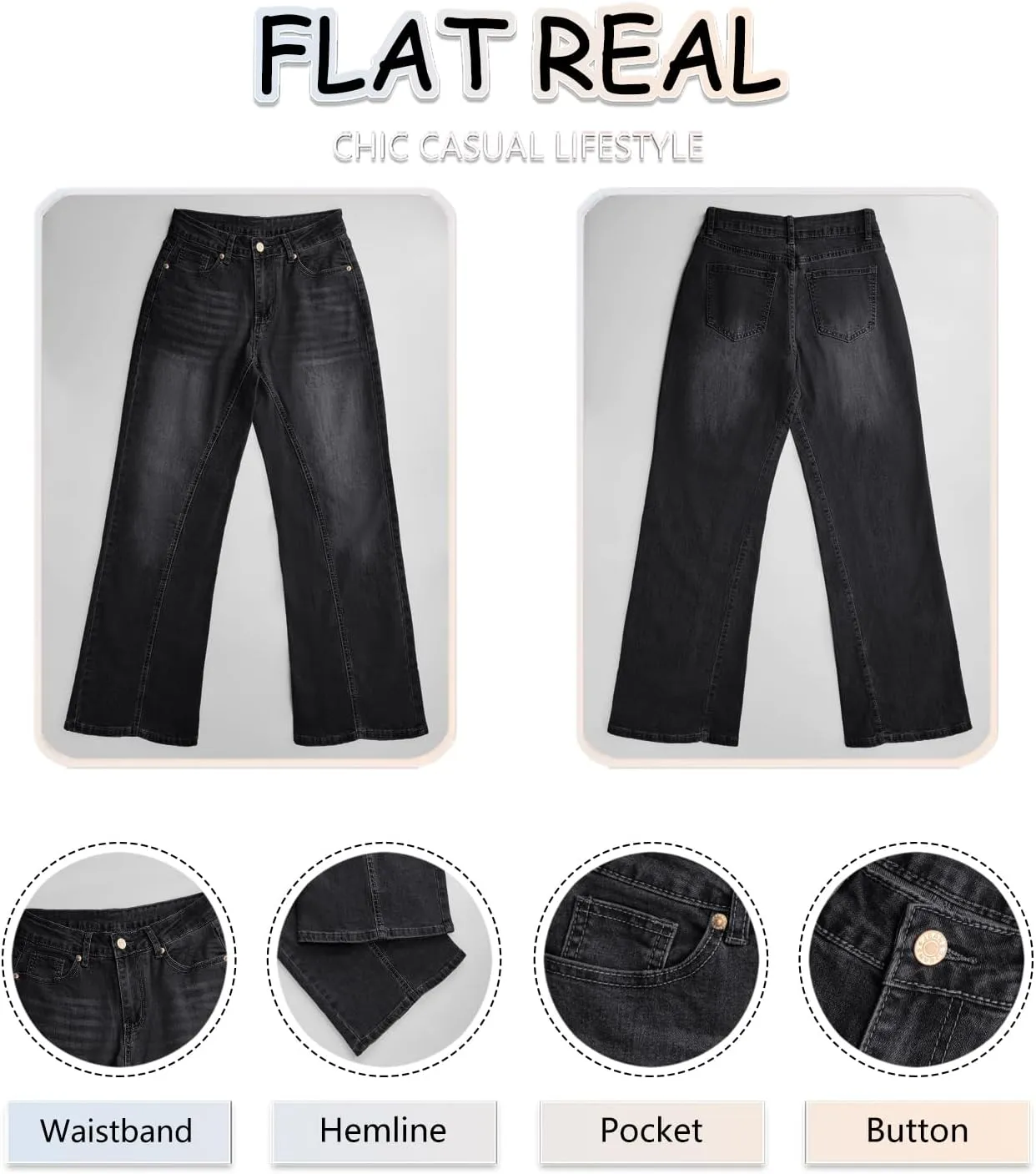 Necooer Womens Jeans Stretchy Casual Boyfriend Wide Leg Washed Sexy Baggy Denim Pants for Women Trendy