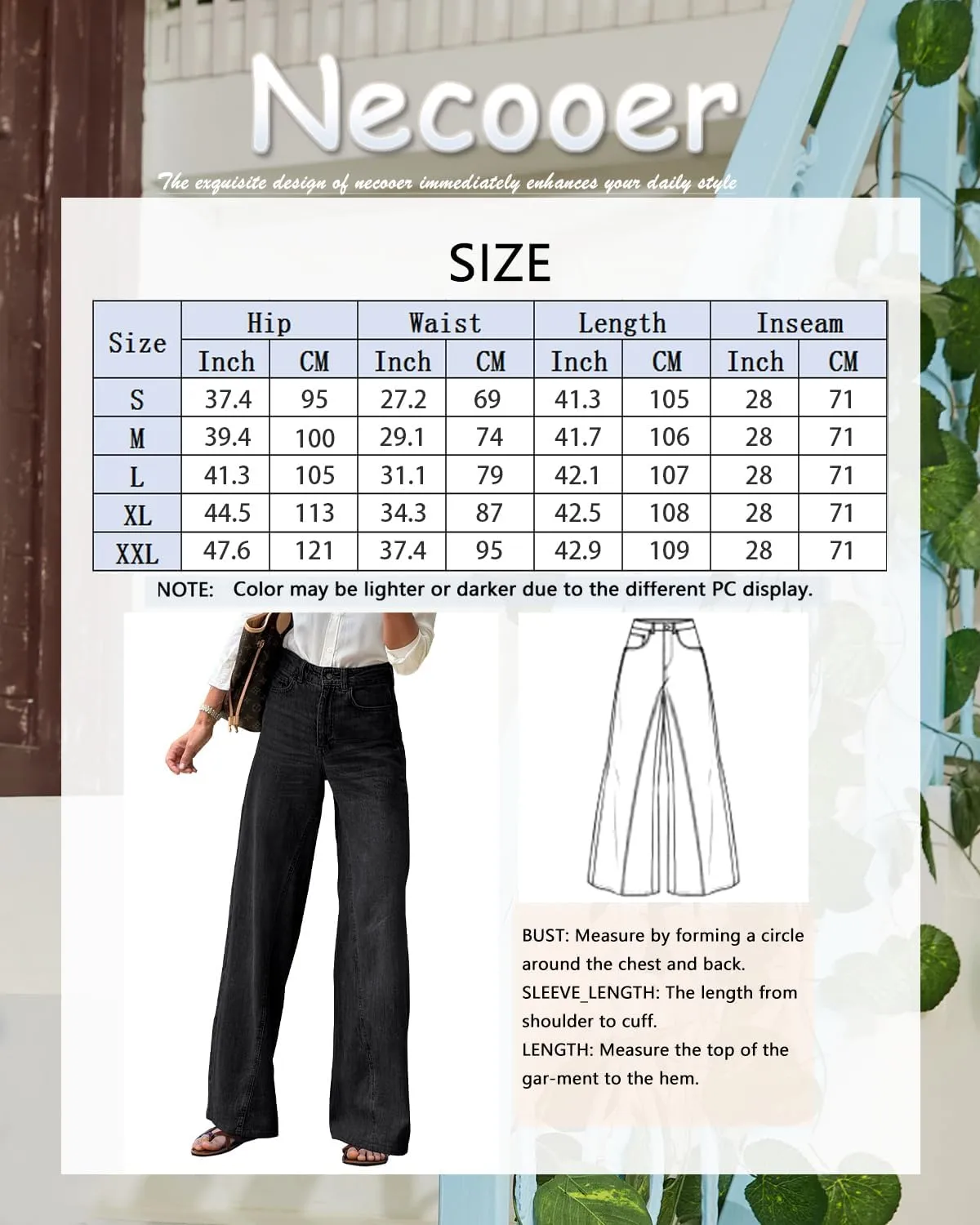 Necooer Womens Jeans Stretchy Casual Boyfriend Wide Leg Washed Sexy Baggy Denim Pants for Women Trendy