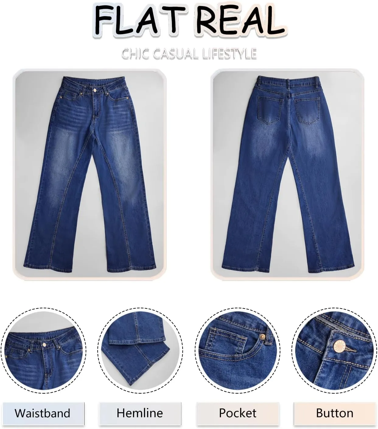 Necooer Womens Jeans Stretchy Casual Boyfriend Wide Leg Washed Sexy Baggy Denim Pants for Women Trendy