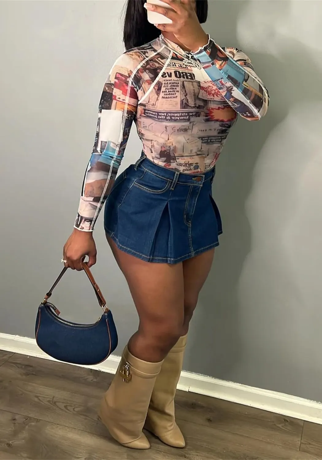 NRTHYE Women Denim Skorts Skirts Casual Pleated High Waisted Mini Skirts Shorts Jeans