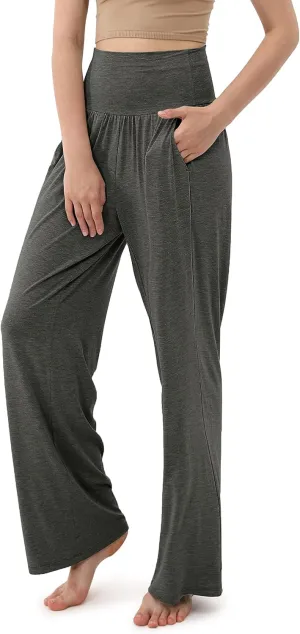 ODODOS Women's Wide Leg Palazzo Lounge Pants with Pockets Light Weight Loose Comfy Casual Pajama Pants-26/28/30"/32" Inseam