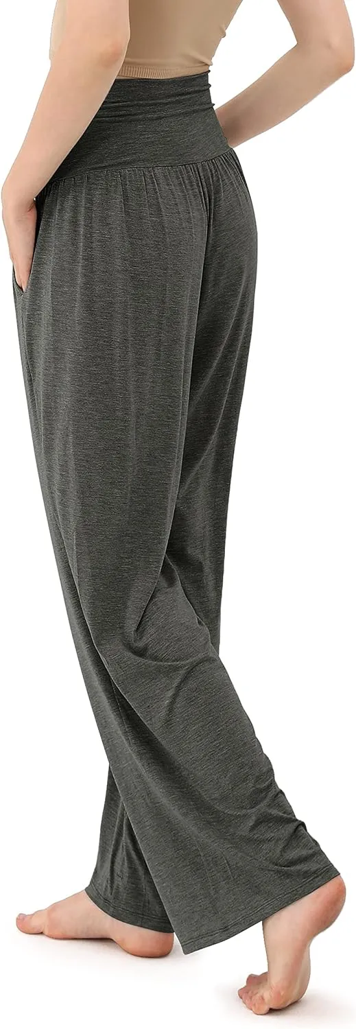 ODODOS Women's Wide Leg Palazzo Lounge Pants with Pockets Light Weight Loose Comfy Casual Pajama Pants-26/28/30"/32" Inseam