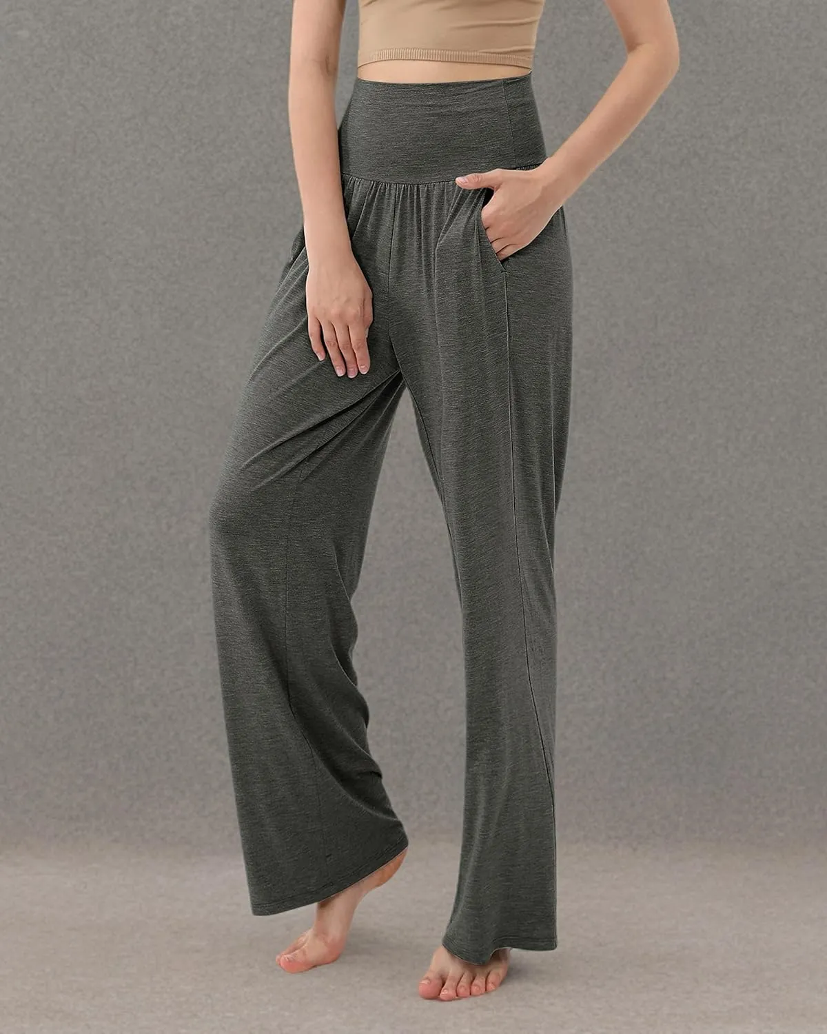 ODODOS Women's Wide Leg Palazzo Lounge Pants with Pockets Light Weight Loose Comfy Casual Pajama Pants-26/28/30"/32" Inseam