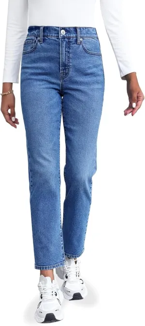 OFLUCK Straight Leg Mom Jeans for Women High Waisted Trendy Ankle Length Boyfriend Denim Tapered Leg Pants