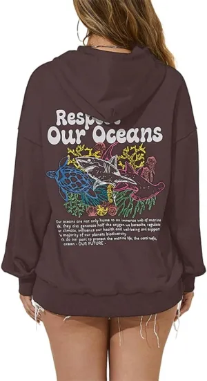 Oversized Graphic Hoodies for Teen Girl Women Cute Y2k Letter Flower Pullover Tops Aesthetic Preppy Sweatshirts
