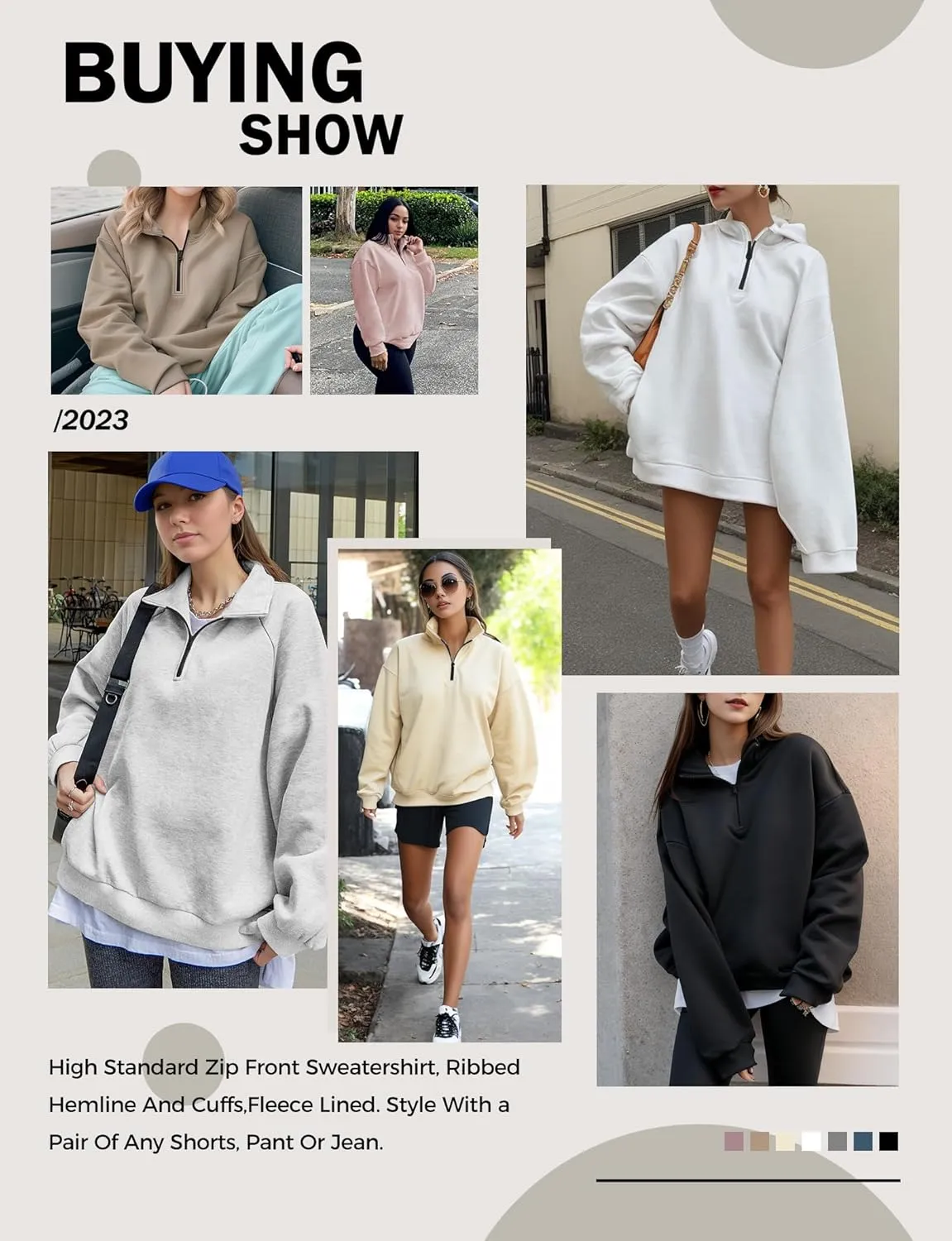 Oversized Sweatshirts for Women, Zip Up Hoodie Pullover Long Sleeves, Womens Sweatshirts Trendy Fashion Outfit Clothes