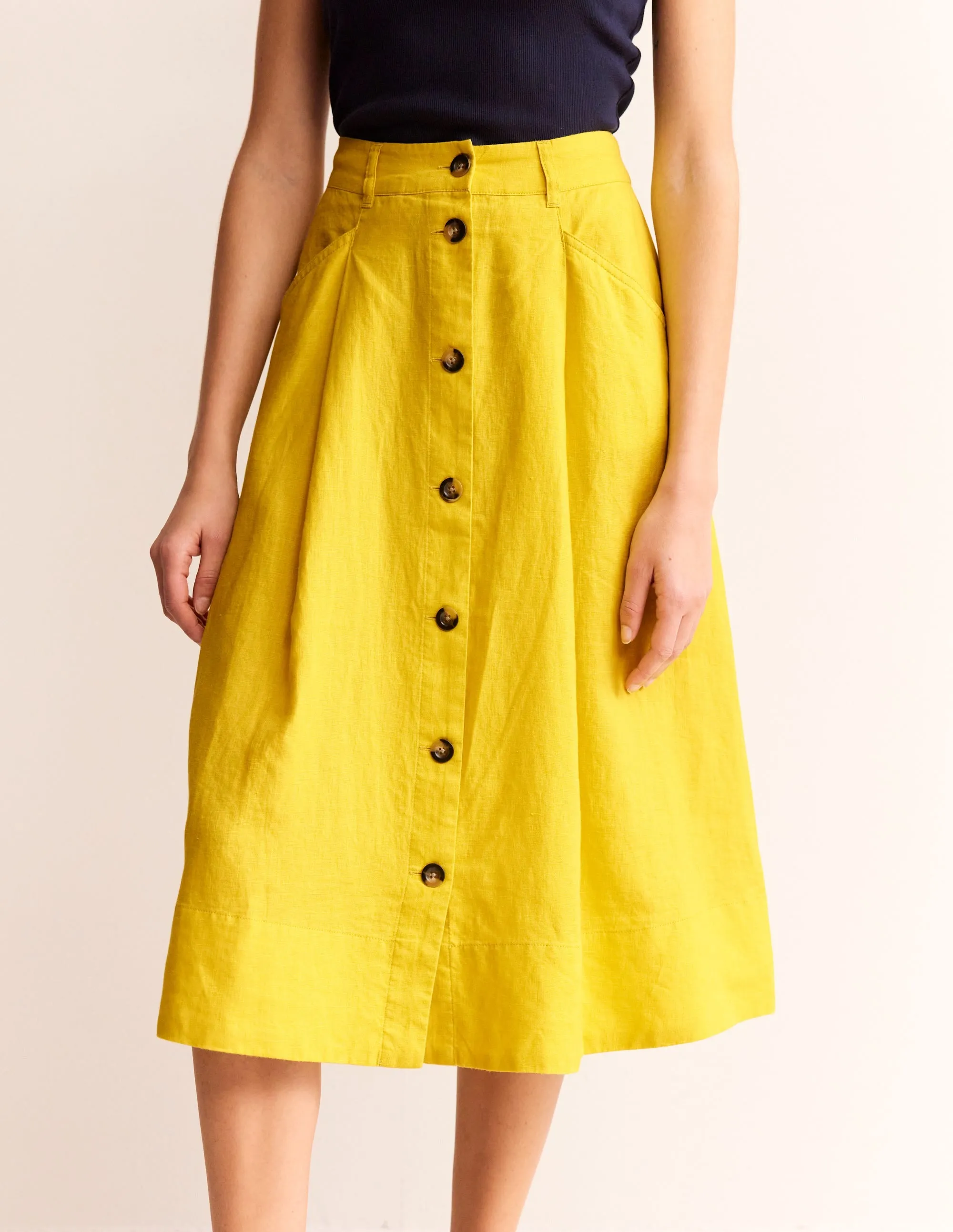 Petra Linen Midi Skirt-Passion Fruit