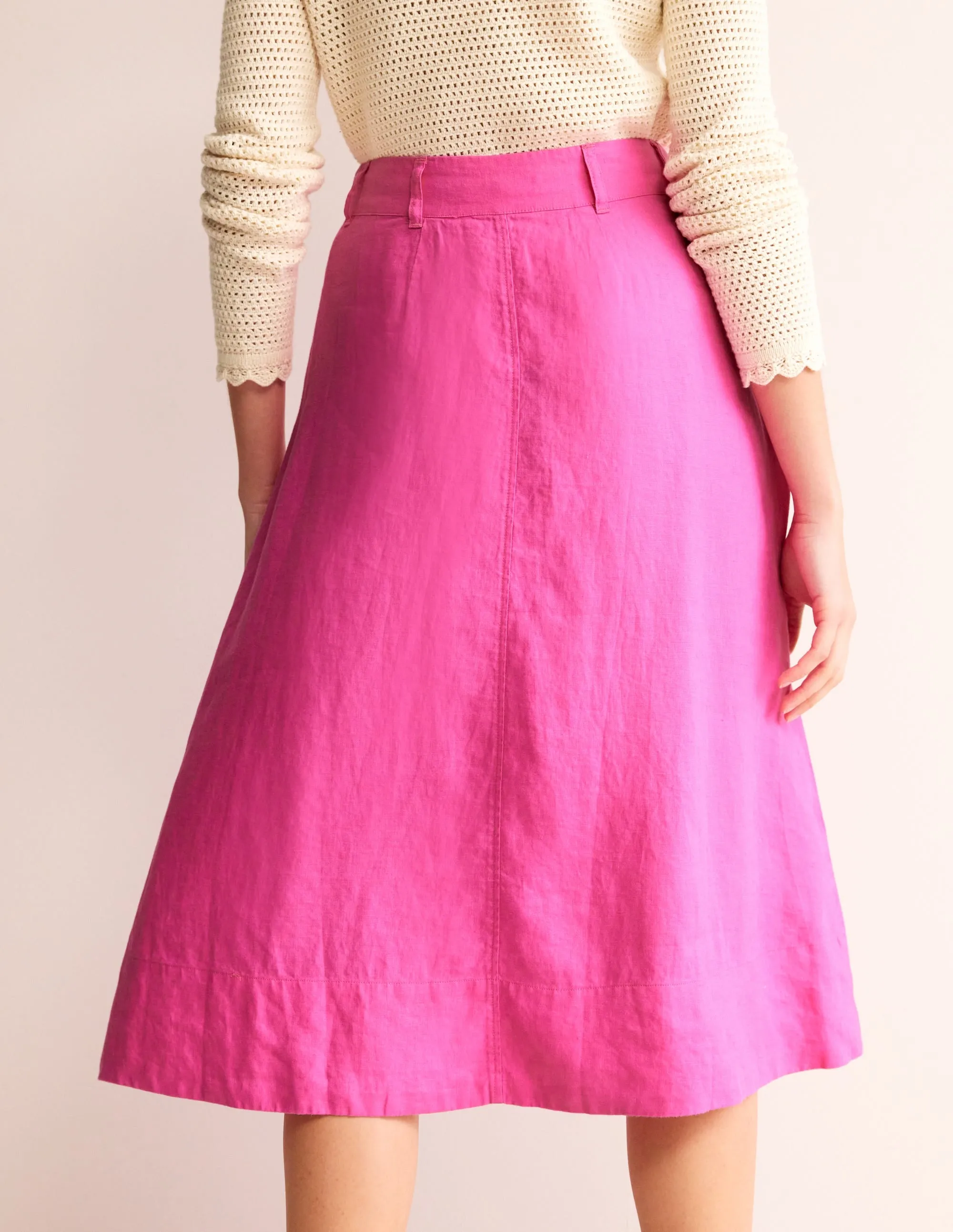 Petra Linen Midi Skirt-Pop Pansy