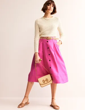 Petra Linen Midi Skirt-Pop Pansy