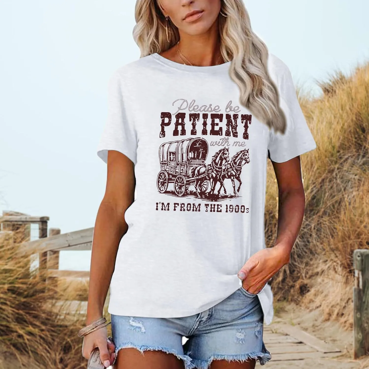 Please Be Patient with Me I'm from The 1900s Shirt Women Funny Tshirts Vintage Graphic Tees 90s Country Shirts Tops