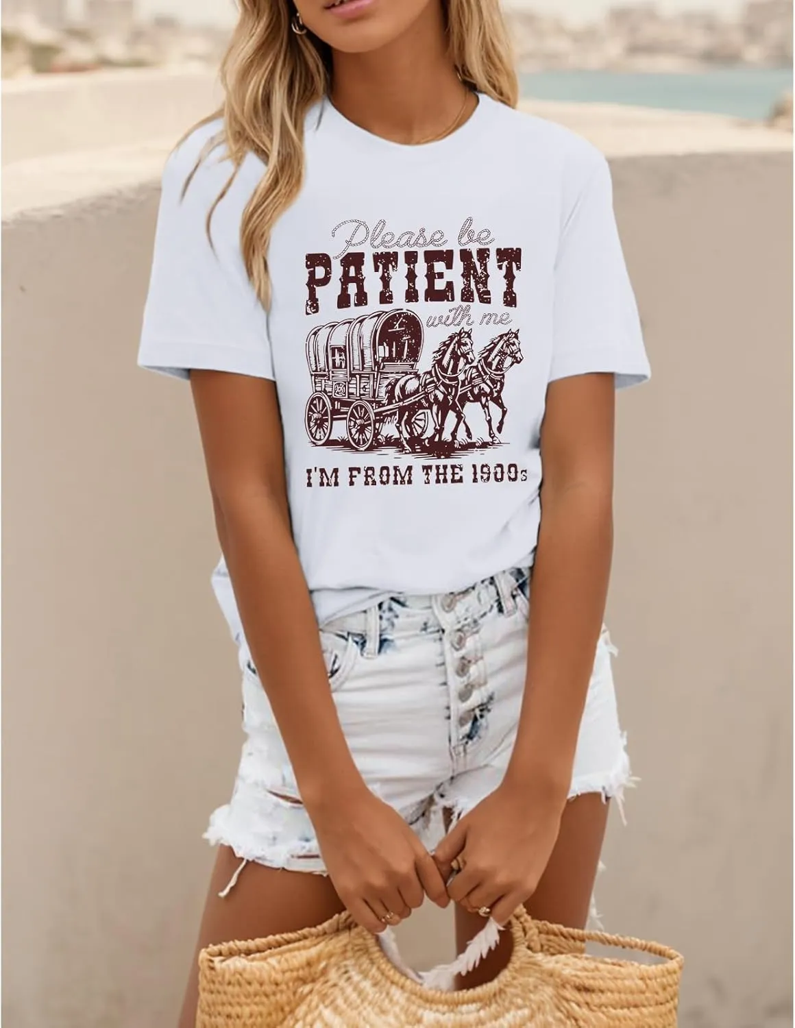 Please Be Patient with Me I'm from The 1900s Shirt Women Funny Tshirts Vintage Graphic Tees 90s Country Shirts Tops