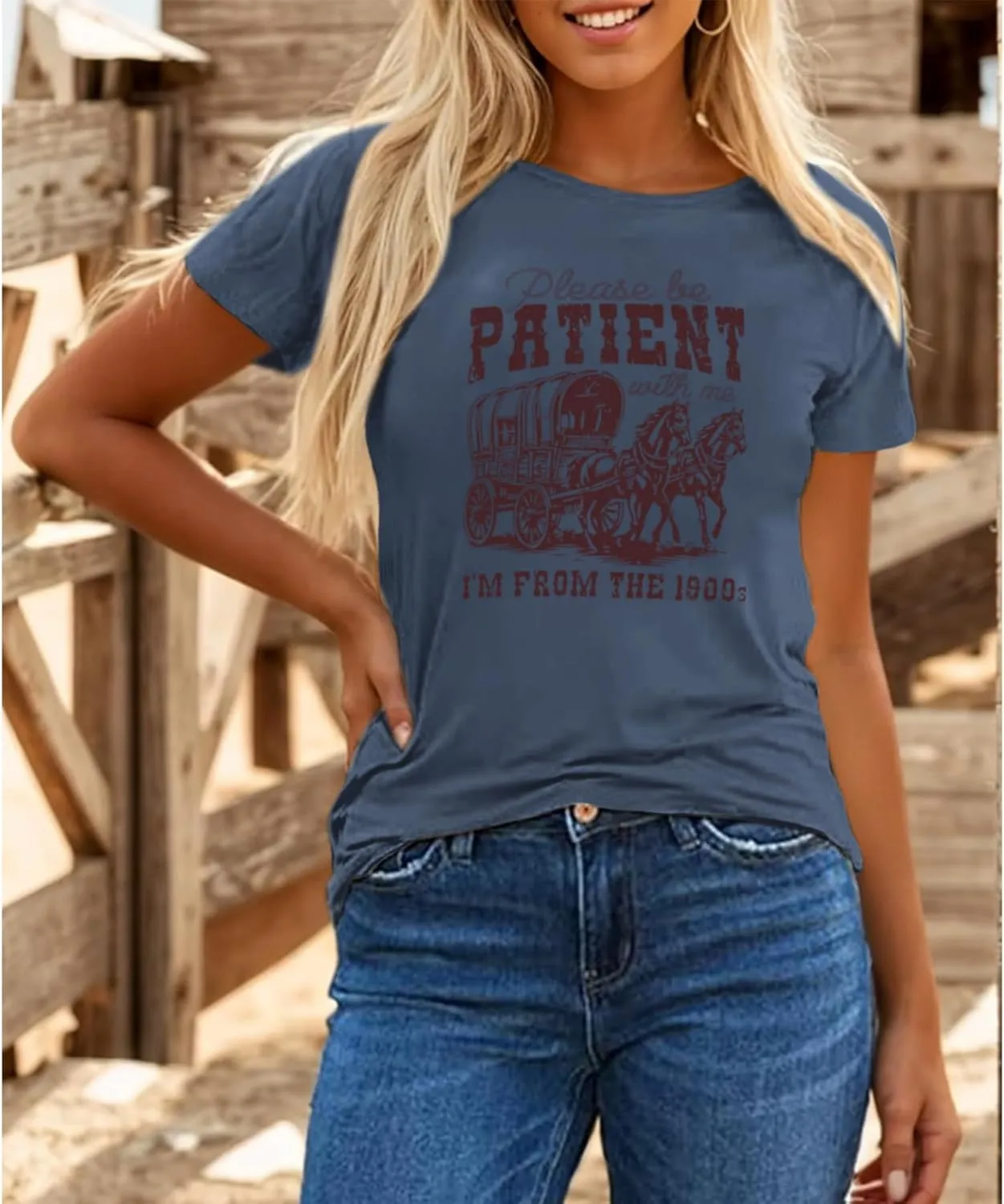 Please Be Patient with Me I'm from The 1900s Shirt Women Funny Tshirts Vintage Graphic Tees 90s Country Shirts Tops