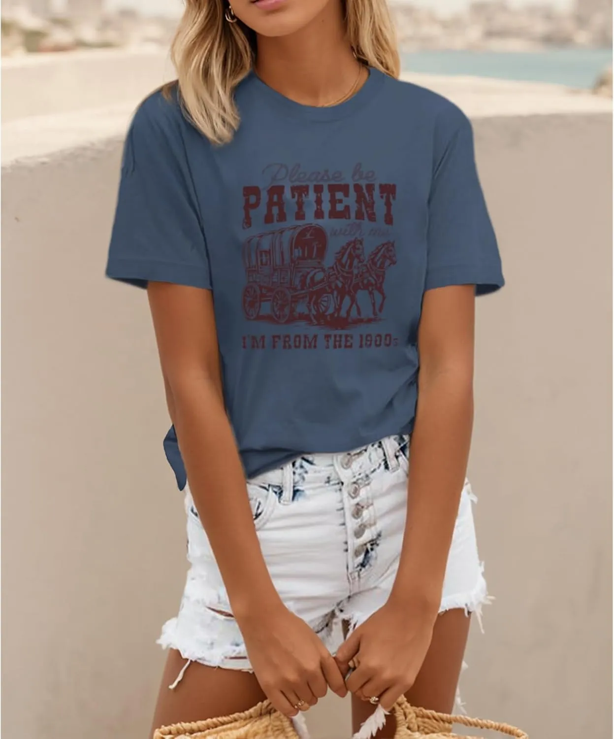 Please Be Patient with Me I'm from The 1900s Shirt Women Funny Tshirts Vintage Graphic Tees 90s Country Shirts Tops