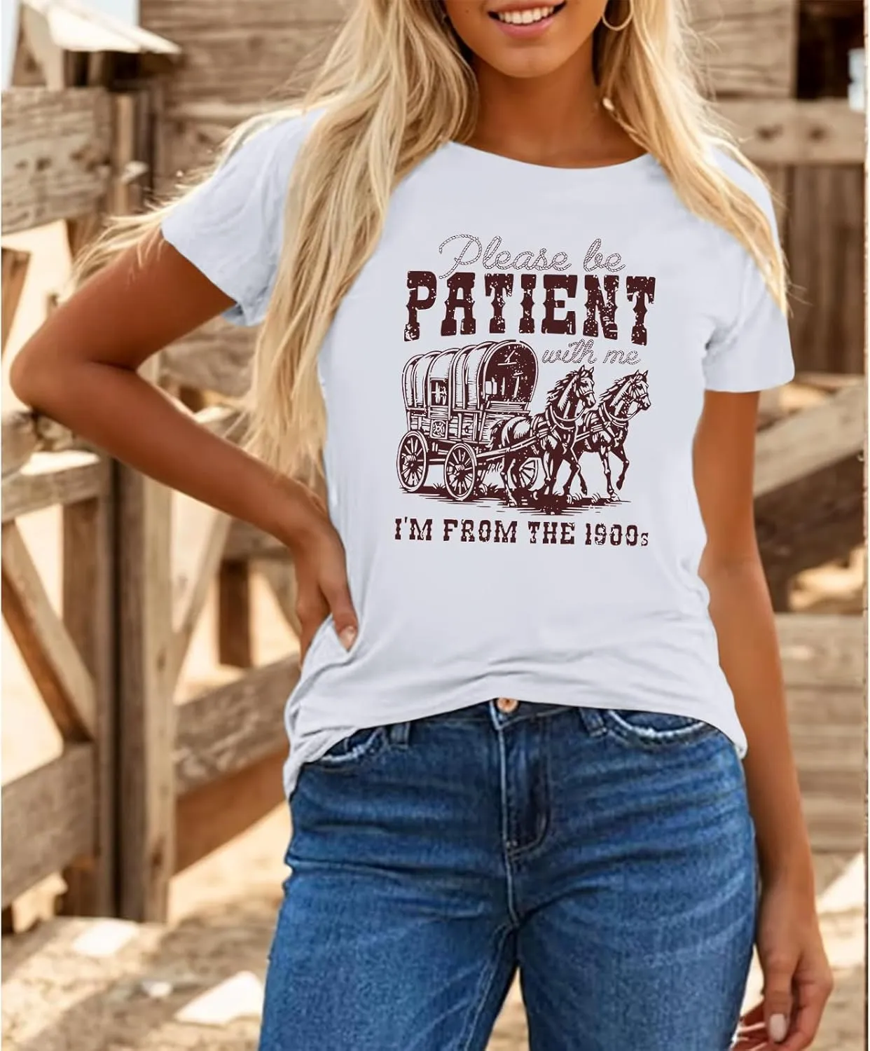 Please Be Patient with Me I'm from The 1900s Shirt Women Funny Tshirts Vintage Graphic Tees 90s Country Shirts Tops
