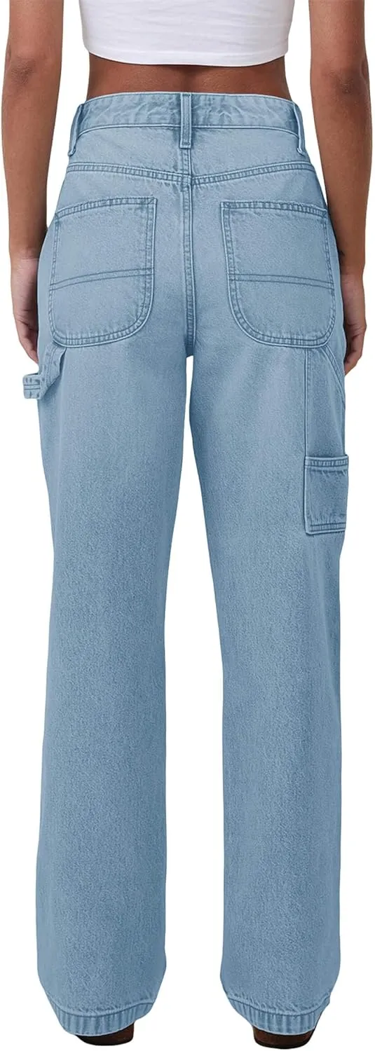 PLNOTME Women's High Waisted Boyfriend Jeans Straight Leg Casual Trendy Denim Pants with Pockets