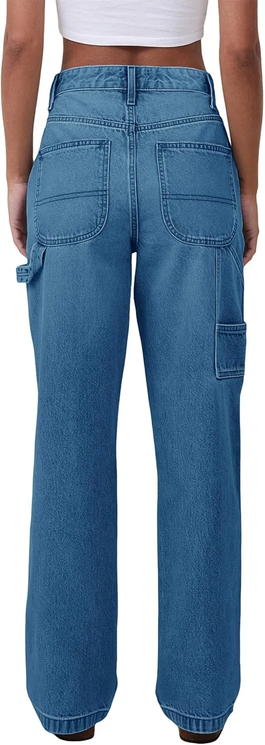 PLNOTME Women's High Waisted Boyfriend Jeans Straight Leg Casual Trendy Denim Pants with Pockets