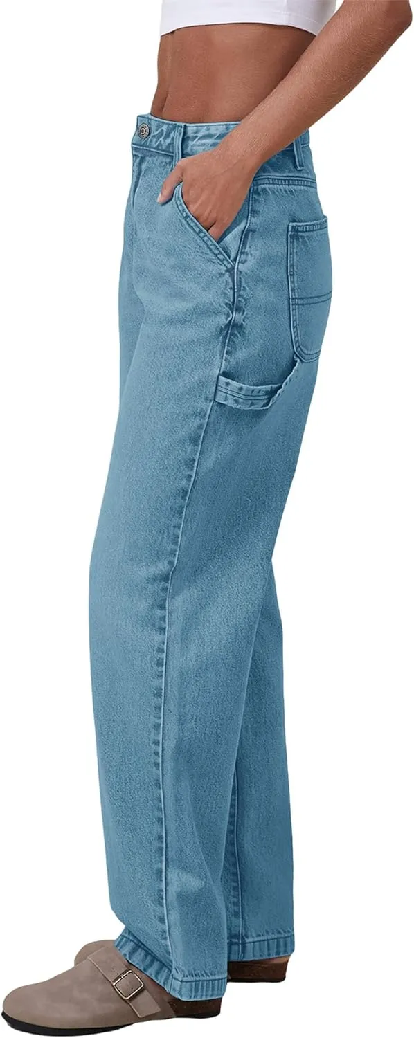 PLNOTME Women's High Waisted Boyfriend Jeans Straight Leg Casual Trendy Denim Pants with Pockets