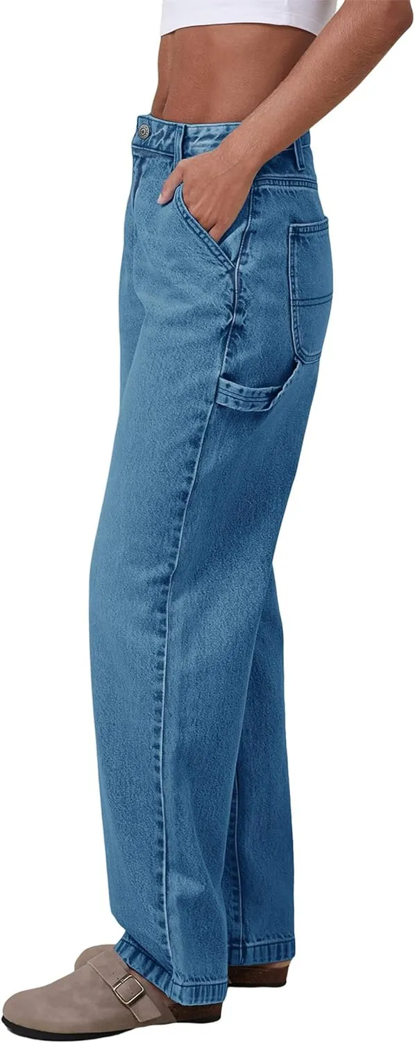 PLNOTME Women's High Waisted Boyfriend Jeans Straight Leg Casual Trendy Denim Pants with Pockets