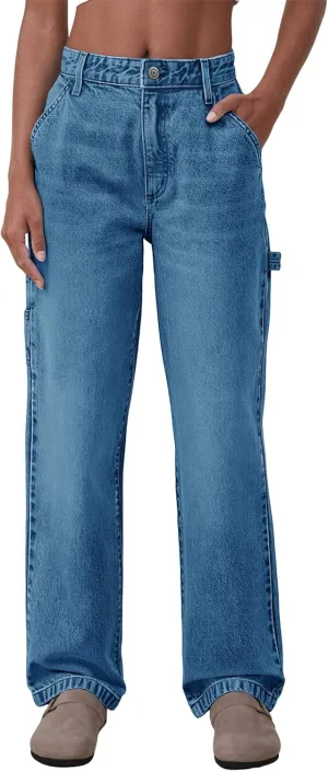 PLNOTME Women's High Waisted Boyfriend Jeans Straight Leg Casual Trendy Denim Pants with Pockets