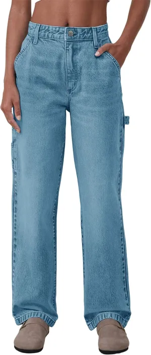 PLNOTME Women's High Waisted Boyfriend Jeans Straight Leg Casual Trendy Denim Pants with Pockets