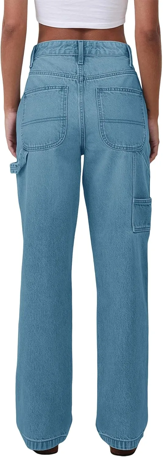 PLNOTME Women's High Waisted Boyfriend Jeans Straight Leg Casual Trendy Denim Pants with Pockets