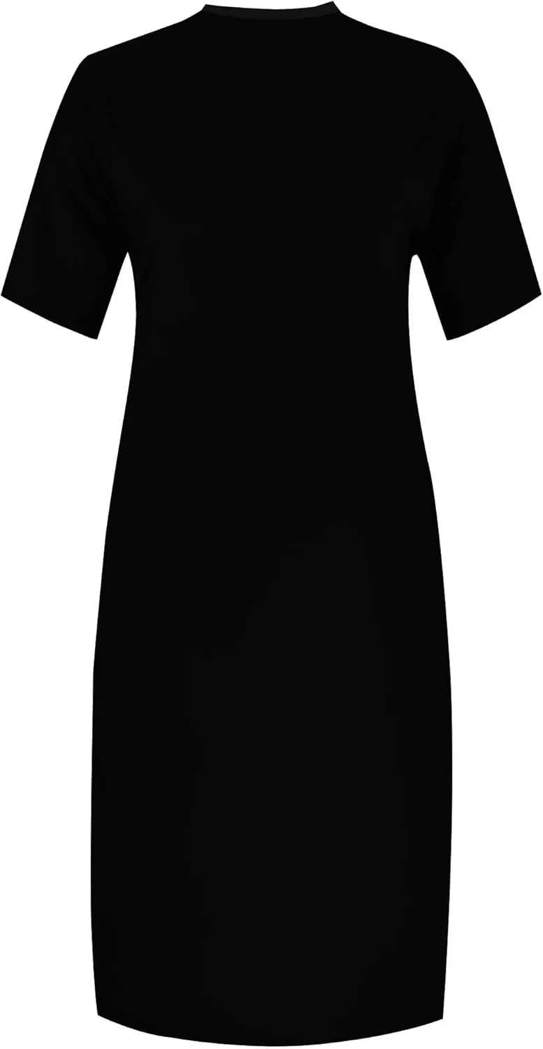 Plus Size Dresses for Curvy Women 2025 Summer Leopard Short Sleeve T Shirt Midi Dress with Pockets