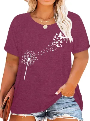 Plus Size Top Dandelion Shirt Women Inspirational Graphic Tee Spread Kindness Tshirt Women's Flower Tops