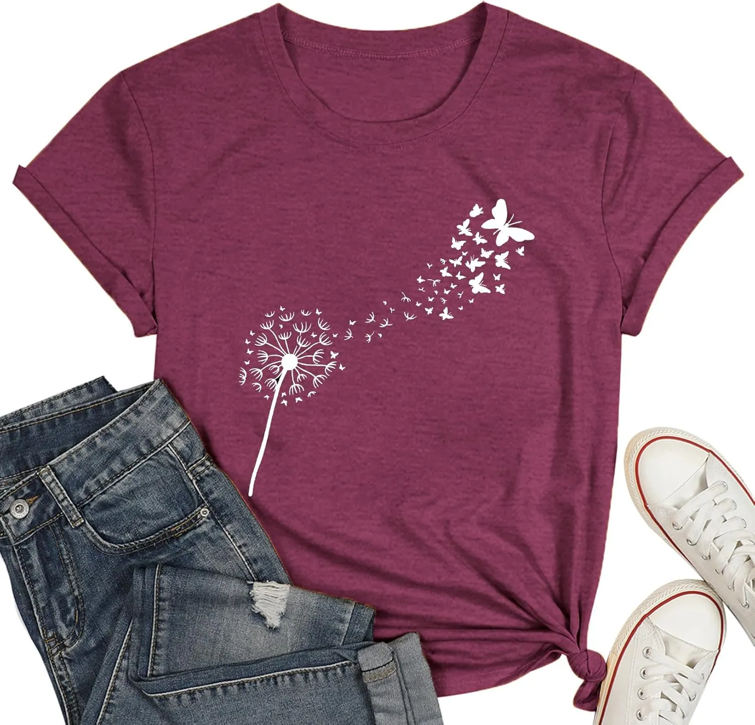 Plus Size Top Dandelion Shirt Women Inspirational Graphic Tee Spread Kindness Tshirt Women's Flower Tops