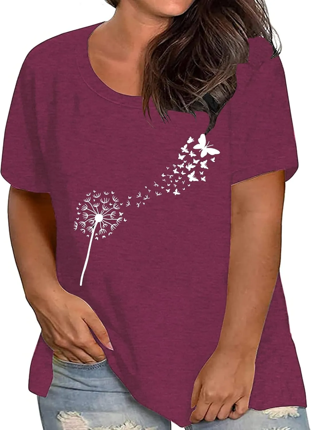 Plus Size Top Dandelion Shirt Women Inspirational Graphic Tee Spread Kindness Tshirt Women's Flower Tops