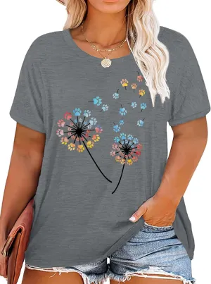 Plus Size Top Dandelion Shirt Women Inspirational Graphic Tee Spread Kindness Tshirt Women's Flower Tops