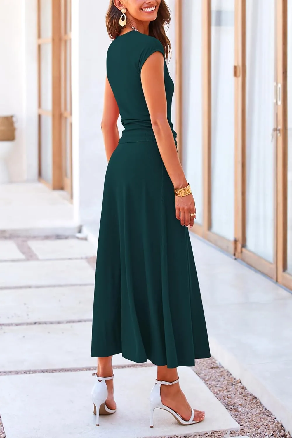 PRETTYGARDEN Smmer Two Piece Skirt Set for Women 2025 Dressy Casual Knit Matching Travel Spring Vacation Lounge Outfits