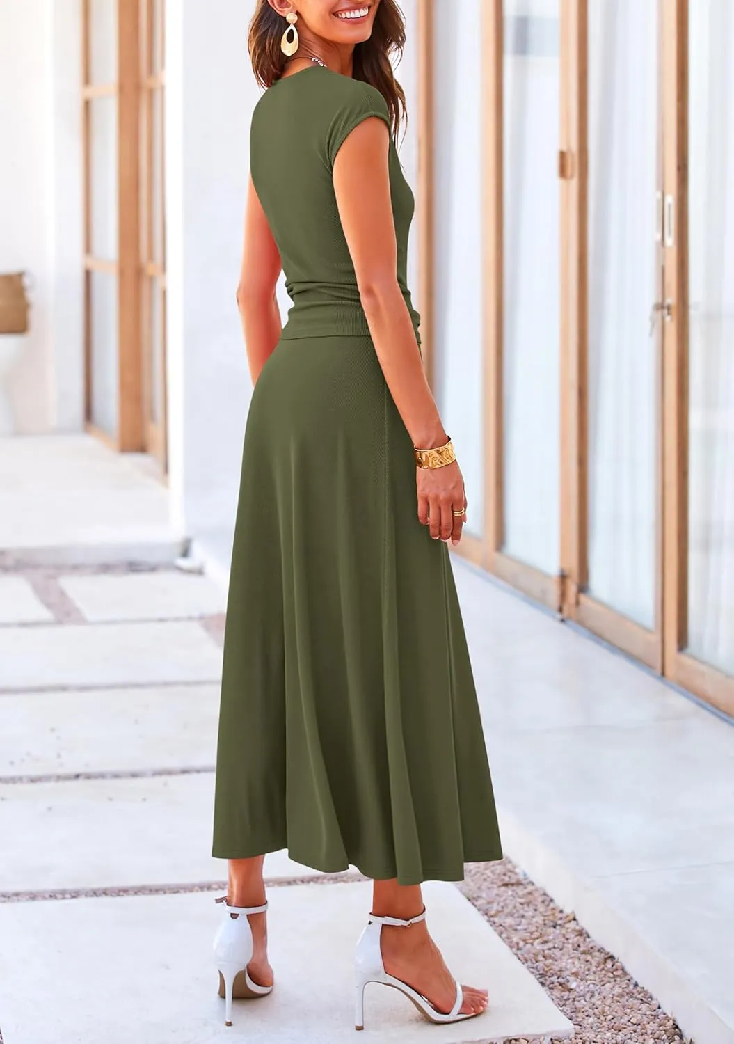 PRETTYGARDEN Smmer Two Piece Skirt Set for Women 2025 Dressy Casual Knit Matching Travel Spring Vacation Lounge Outfits