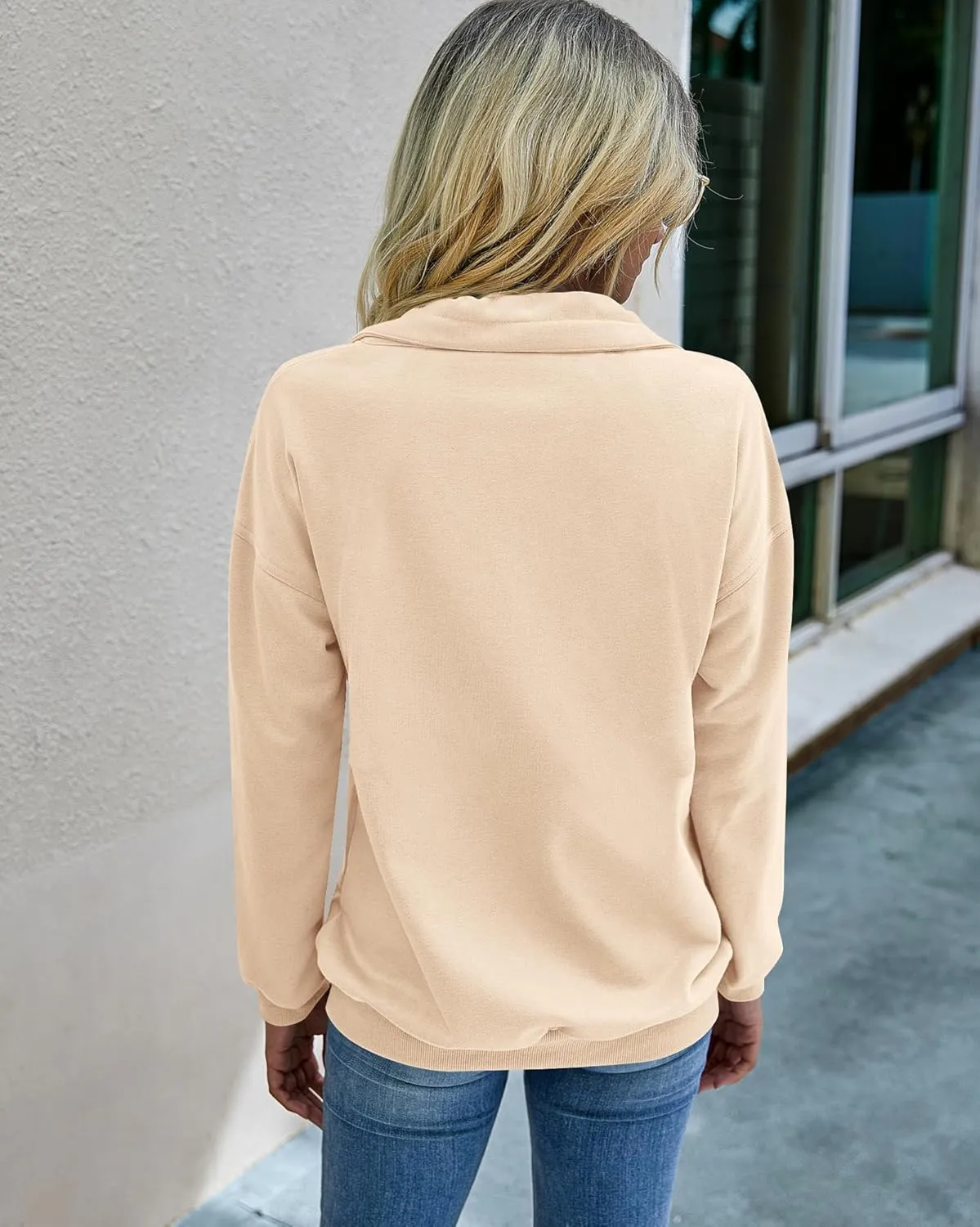 PRETTYGARDEN Women's Casual Long Sleeve Lapel Zipper Sweatshirt Drawstring Loose Pullover Tops
