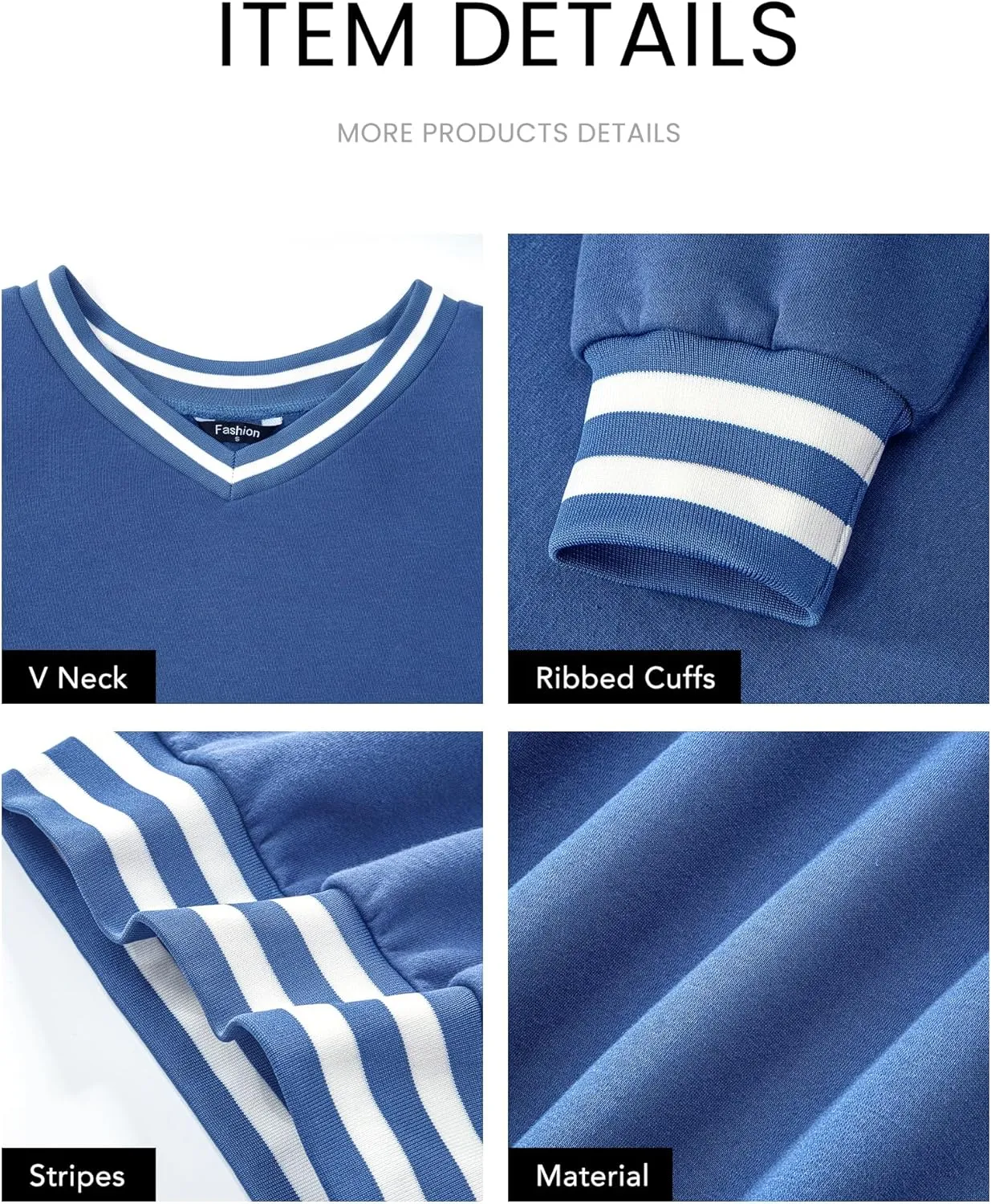 PRETTYGARDEN Women's Oversized Sweatshirts Casual Long Sleeve Stripes Knit V Neck Pullover Top Spring Teens Preppy Clothes