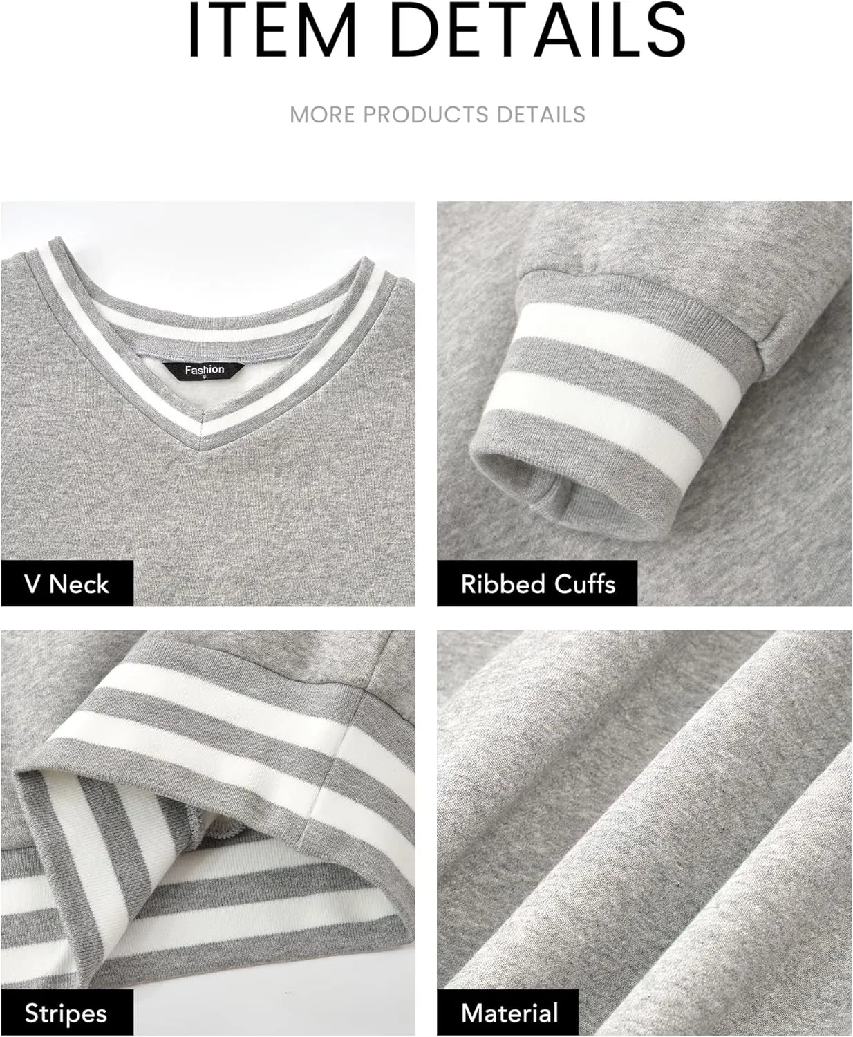PRETTYGARDEN Women's Oversized Sweatshirts Casual Long Sleeve Stripes Knit V Neck Pullover Top Spring Teens Preppy Clothes